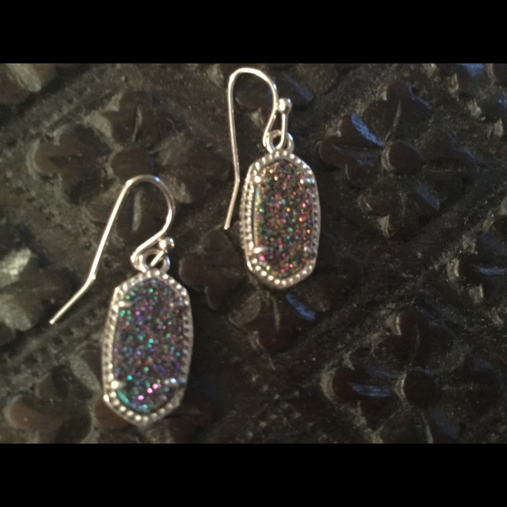 Kendra Scott black rainbow druzy earrings